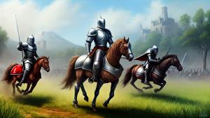 Knight in armor in a battle digital painting