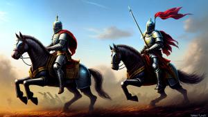 Knight in armor in a battle digital painting