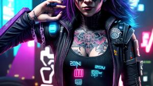 Tattooed cyberpunk girl