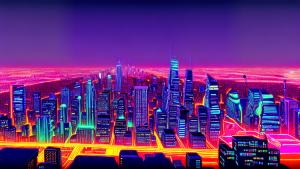 90s neon city