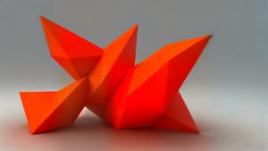 Polygonal 3D abstract red orange