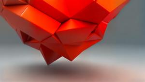 Polygonal 3D abstract red orange