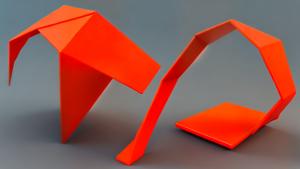 Polygonal 3D abstract red orange