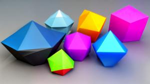 Polygonal 3D geometric shapes multicolor