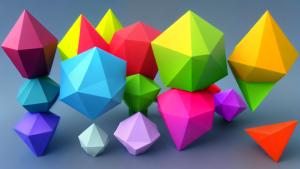 Polygonal 3D geometric shapes multicolor