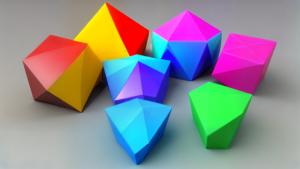 Polygonal 3D geometric shapes multicolor