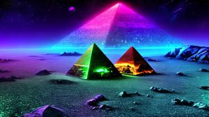 Pyramid night futuristic aliens science fiction purple