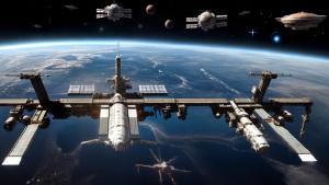 Sci-fi space station universe stars