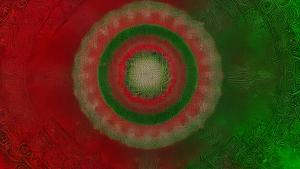 Red and green mandala abstraction