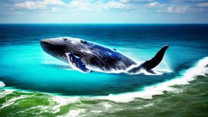 Floating whale surreal landscape art