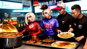 Lady Gaga selling hotpot in beer shop