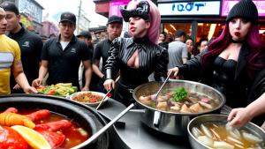 Lady Gaga selling hotpot in beer shop