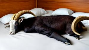 goat sleep on bed