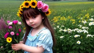 girl with flowers