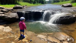 a picture of child near water