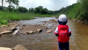 a picture of child near water