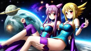 anime, espacio, galaxia, sexy