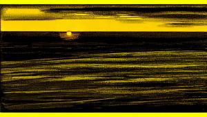 Retro sunset, yellow on black