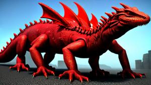 Mechanical Dragon Lizard, Fiery, Red Contrast, Meshed, HD