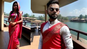 Virat kohli in Sari