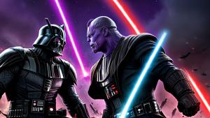 Thanos fighting versus darth vader