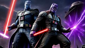 Thanos fighting versus darth vader