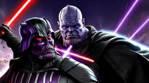 Thanos fighting versus darth vader