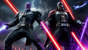 Thanos fighting versus darth vader