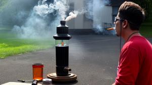 Someone smoking a bong