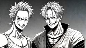 zoro and sanji smiling