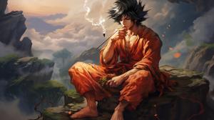 Son Goku smoking a joint