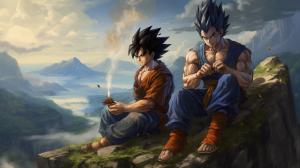 Son Goku smoking a joint with Vegeta