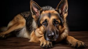 German shepherd dog laying down