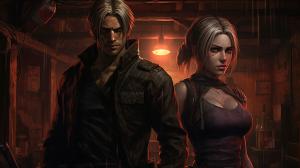 Leon and Ashley from resident evil 4 in a dark village