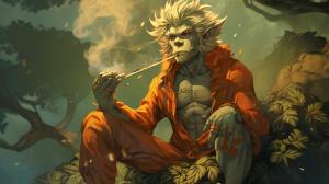 Sun wukong smoking with son goku weed