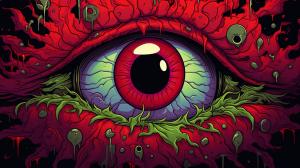 Weed nug cartoon theme red eyes