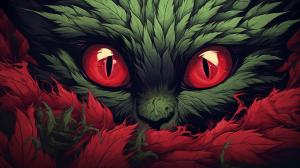 Weed nug cartoon theme red eyes