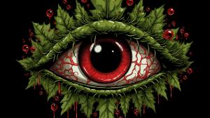 Weed nug cartoon theme red eyes