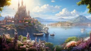 Sea, City, Flowers, Sun, Cathedral