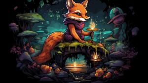 Adventurous fox sorcerer castle forest dragonscale night creatures smoking weed wine song mushrooms