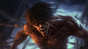 angry Eren Yeagar attack titan anime rumbling attack on titan