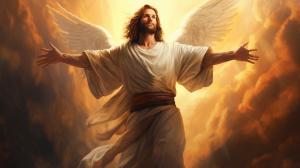 Jesus victory heavens angel rapture sky masculine wings jesus goldenroad