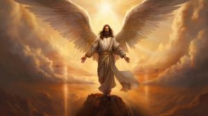 Jesus victory heavens angel rapture sky masculine wings jesus goldenroad