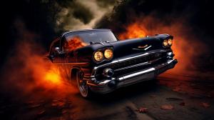 A demon in a classic car