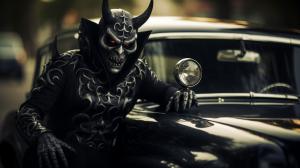 A demon in a classic car