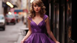 Taylor Swift in purple dress from speak now album