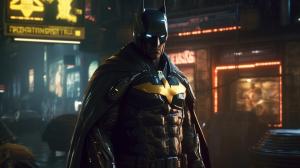 batman in cyberpunk 2077 city in night