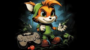 Conker in cartoon with xbox t shirt