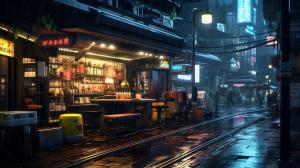 Rain night cyberpunk