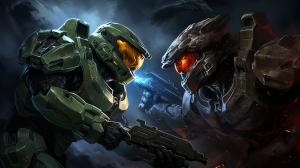 Master chief fight vs Atriox in dark New Mombasa